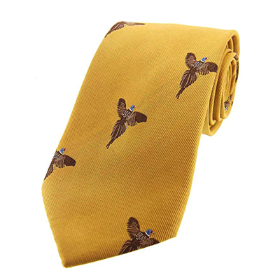Soprano Flying Pheasant Silk Tie - Gold